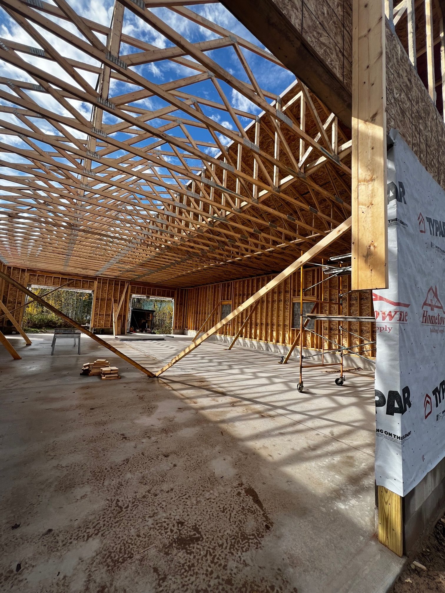Framing of a garage Framing of a garage in Dickinson County